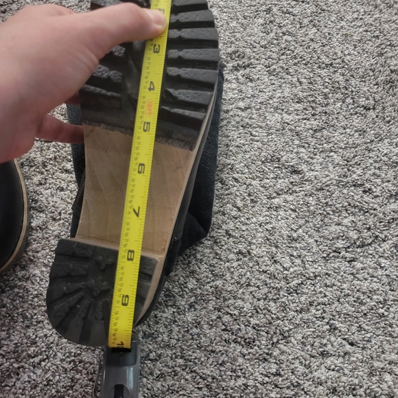 Women's Black Suede & Leather Clog Boots - Mid Calf - Picture 6 of 10